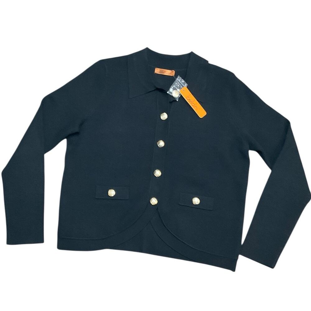 Belldini Sweater Collar Black with Gold Accents Size Large NWT